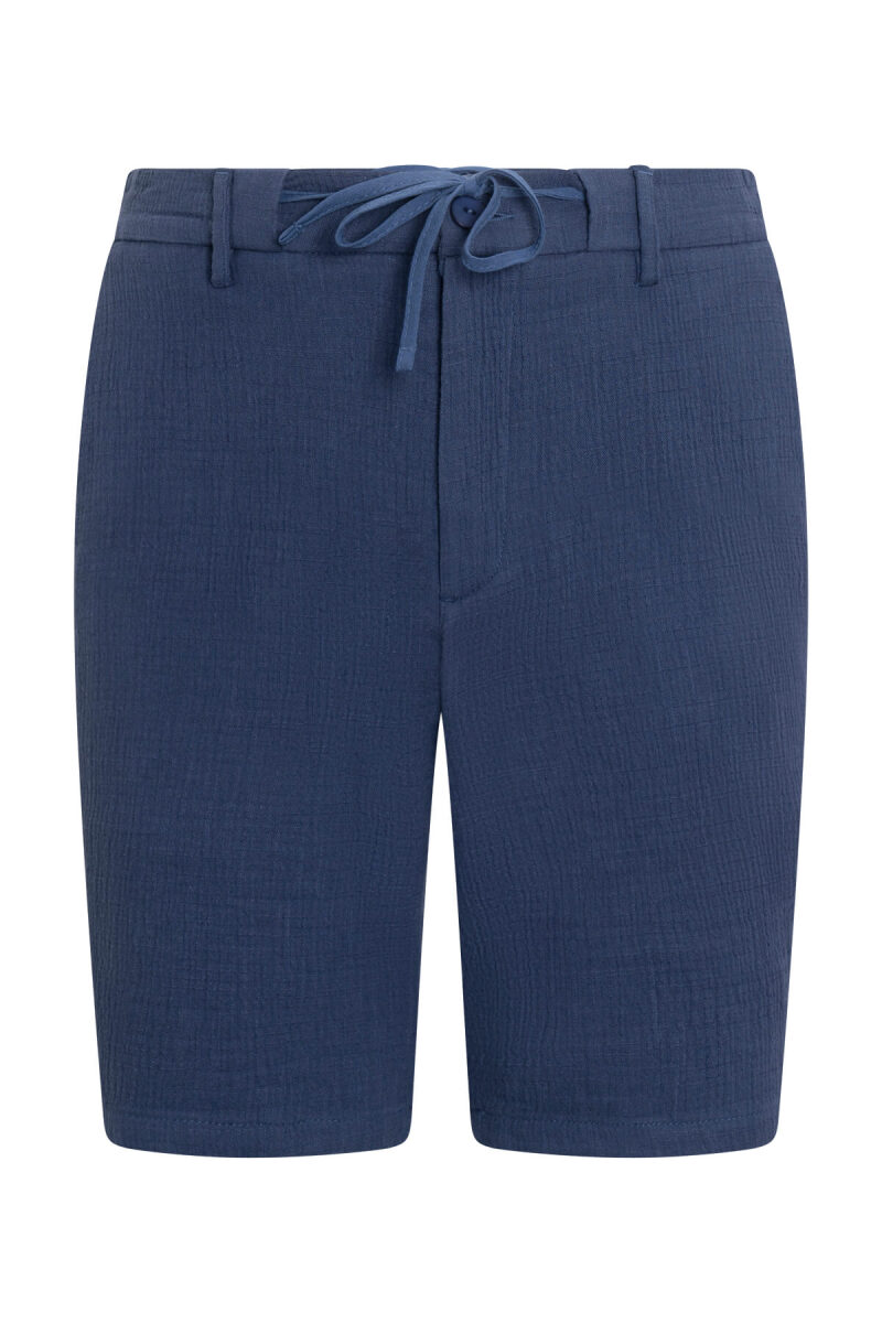 Lacivert Rahat Kesim 100% Pamuk Yandan Cepli Şort - Saykı