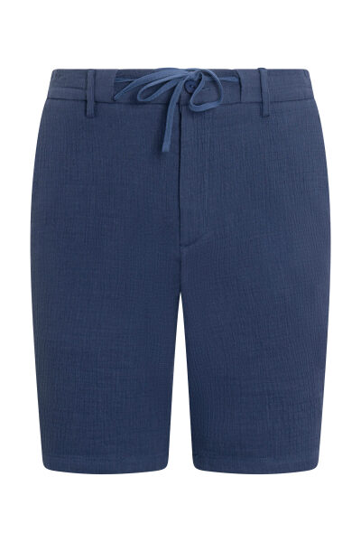 Lacivert Rahat Kesim 100% Pamuk Yandan Cepli Şort - 3