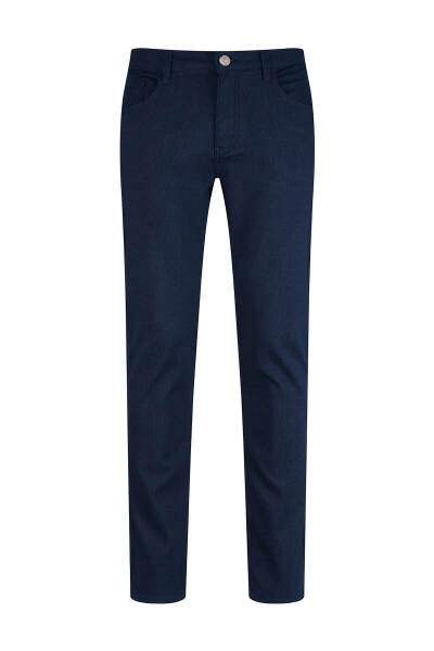 Lacivert Rahat Kesim 5 Cep Pamuklu Kanvas Pantolon 