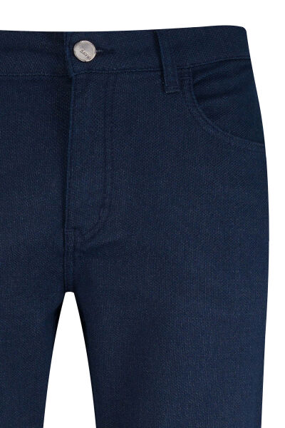 Lacivert Rahat Kesim 5 Cep Pamuklu Kanvas Pantolon - 2