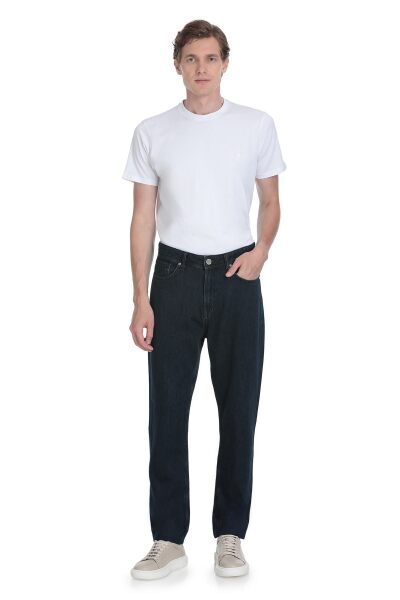 Lacivert Rahat Kesim 5 Cep Pamuklu Kot Pantolon - 2