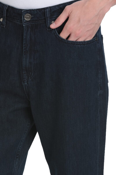 Lacivert Rahat Kesim 5 Cep Pamuklu Kot Pantolon - 4