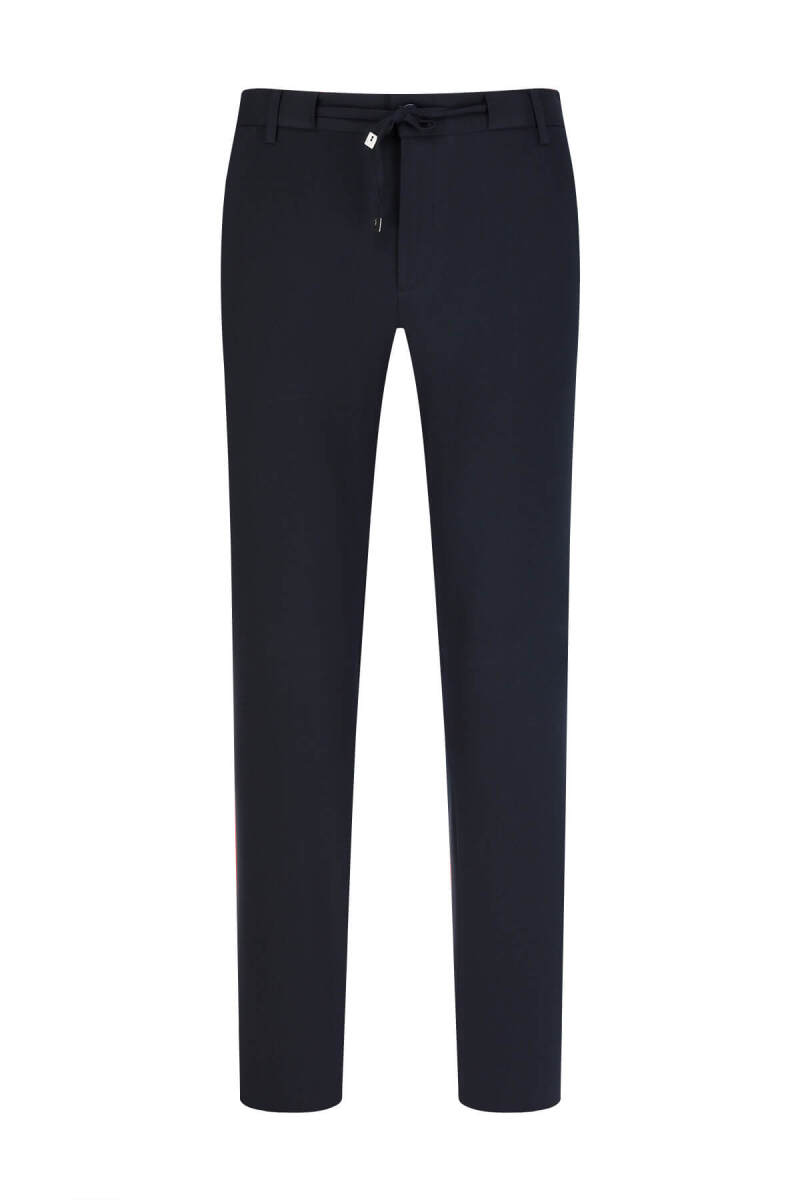 Lacivert Rahat Kesim Yandan Cepli Jogger Pantolon - Hatemoğlu