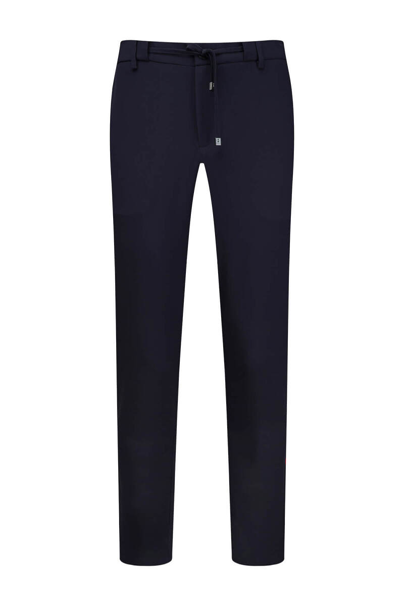 Lacivert Rahat Kesim Yandan Cepli Jogger Pantolon