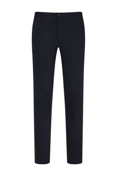 Lacivert Rahat Kesim Yandan Cepli Pamuklu Kanvas Pantolon 