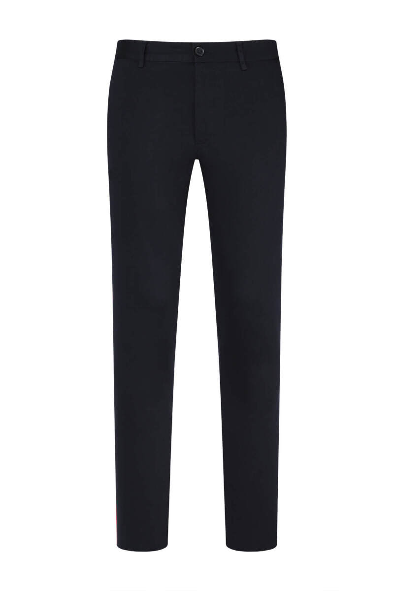 Lacivert Rahat Kesim Yandan Cepli Pamuklu Kanvas Pantolon - Saykı