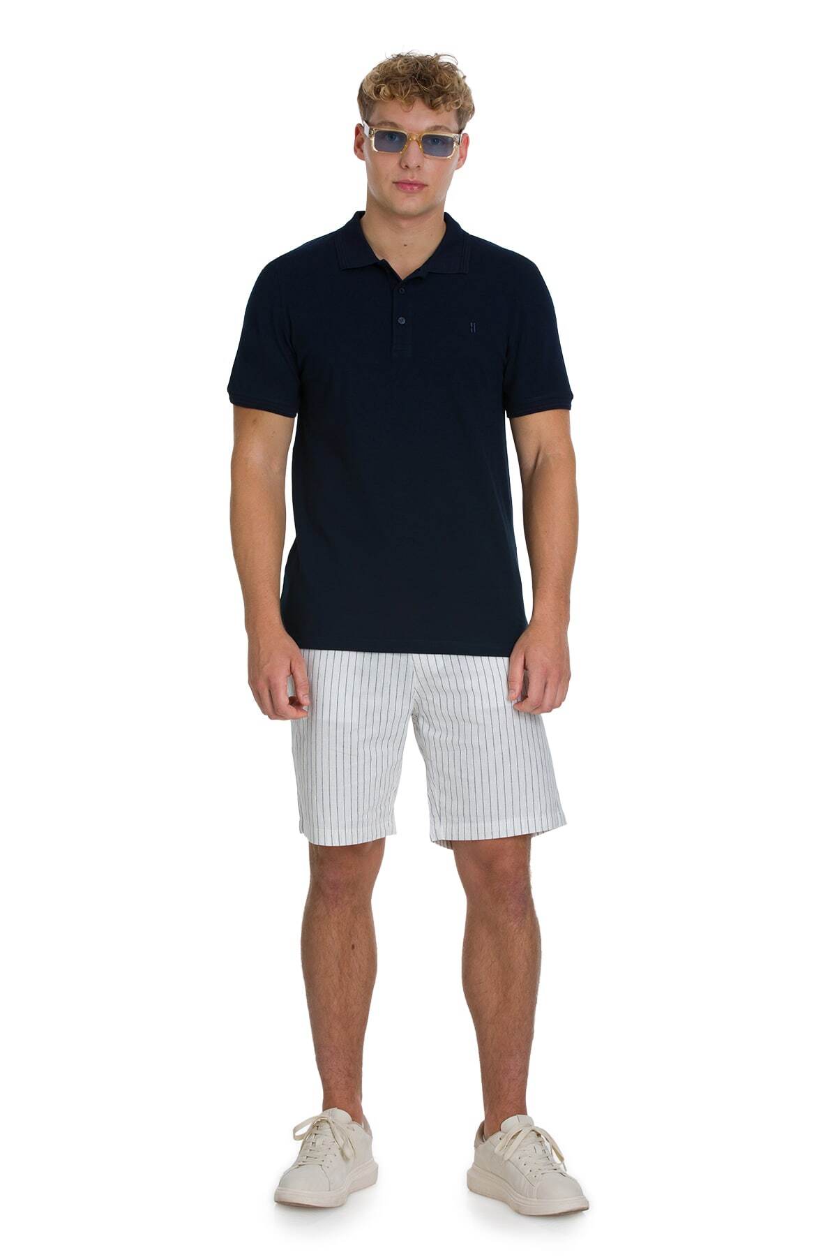 Lacivert Regular Fit 100% Pamuk Kıvrılmaz Polo Yaka Tişört - 2