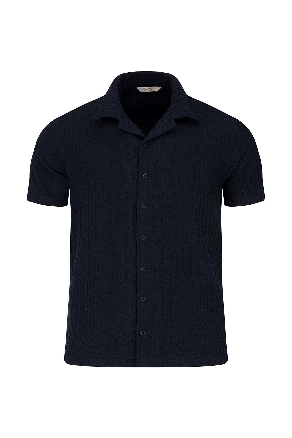 Lacivert Regular Fit Apaş Yaka Gömlek - 1