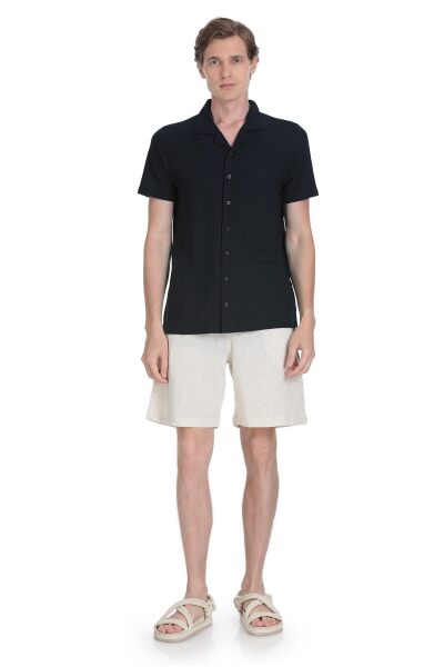 Lacivert Regular Fit Apaş Yaka Gömlek - 2