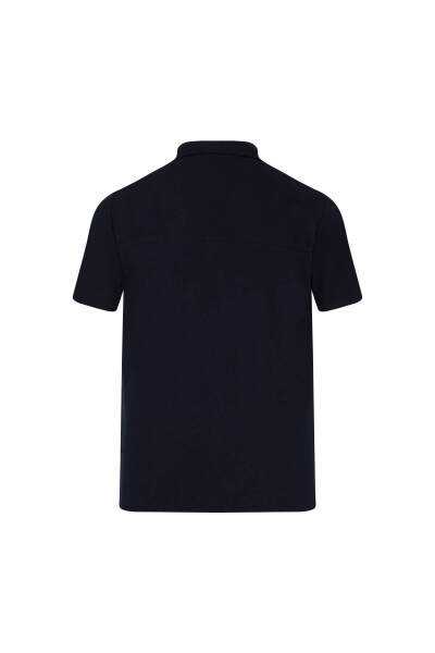 Lacivert Regular Fit Apaş Yaka Keten Gömlek - 3