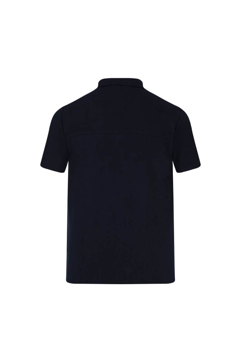 Lacivert Regular Fit Apaş Yaka Keten Gömlek - Saykı (1)