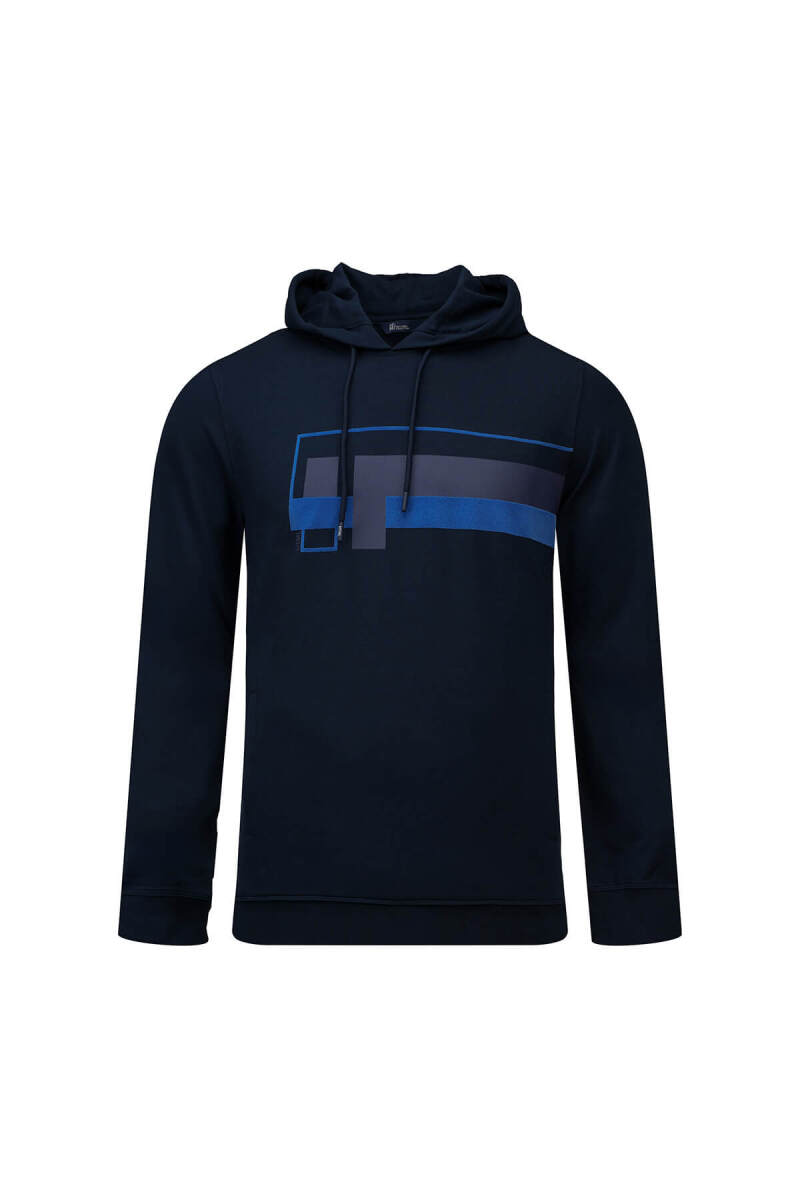 Lacivert Regular Fit Baskılı Kapüşonlu Sweatshirt - HTML