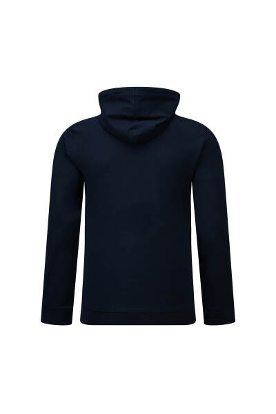 Lacivert Regular Fit Baskılı Kapüşonlu Sweatshirt - 3