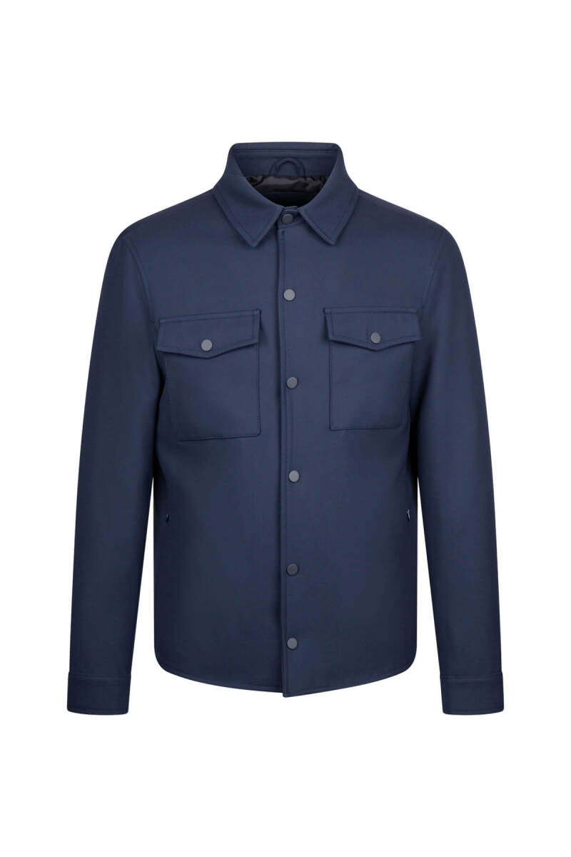 Lacivert Regular Fit Uzun Kollu Erkek Gömlek Ceket - Hatem Saykı