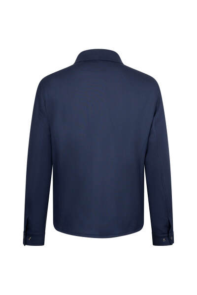 Lacivert Regular Fit Uzun Kollu Erkek Gömlek Ceket - 2