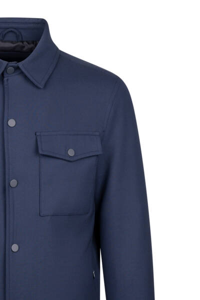 Lacivert Regular Fit Uzun Kollu Erkek Gömlek Ceket - 3