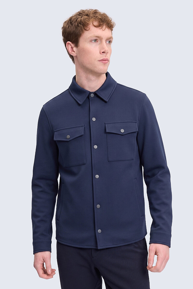 Lacivert Regular Fit Uzun Kollu Erkek Gömlek Ceket