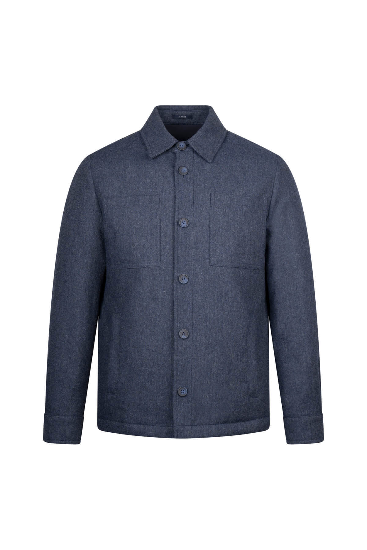 Lacivert Regular Fit Yünlü Mont - 1