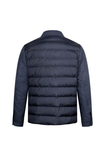 Lacivert Regular Fit Yünlü Mont - 2