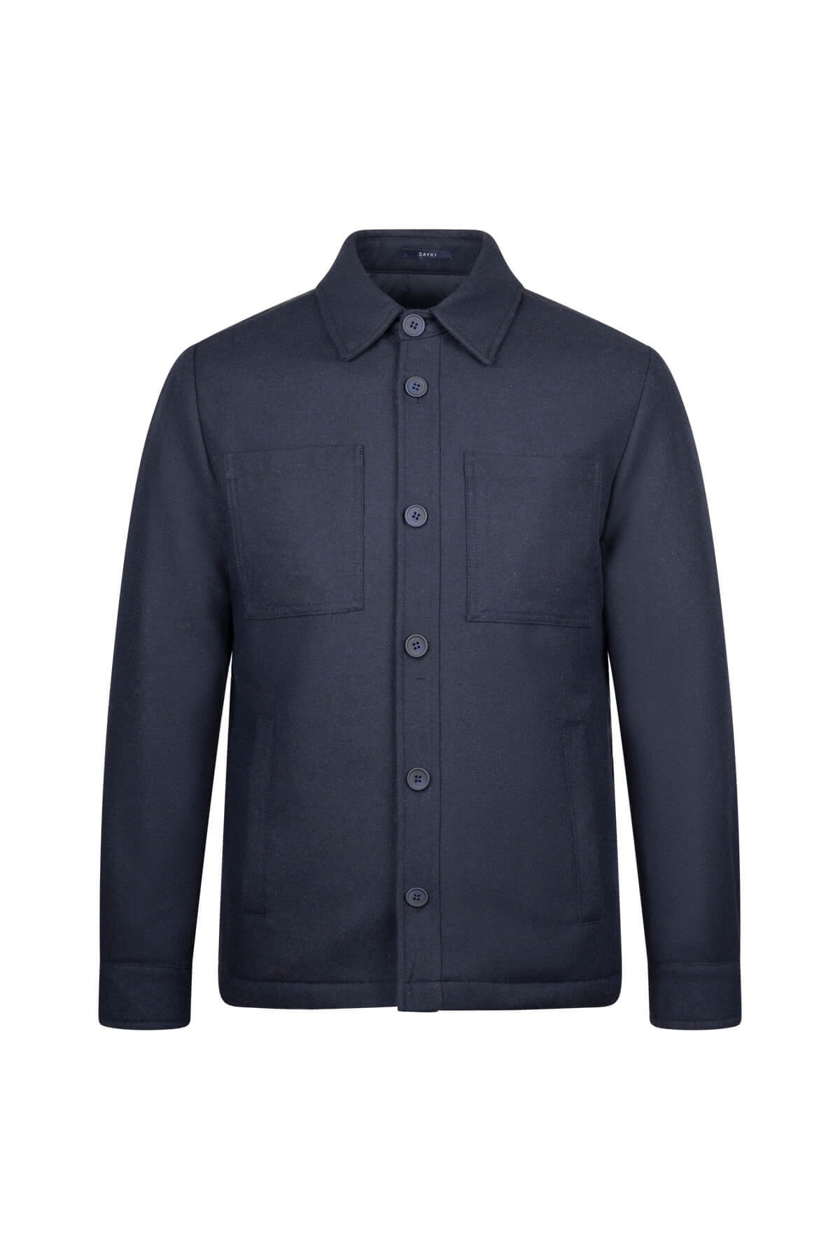 Lacivert Regular Fit Yünlü Mont - 1