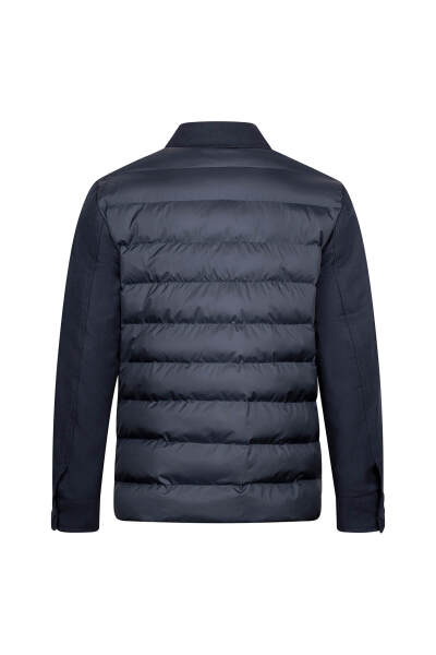 Lacivert Regular Fit Yünlü Mont - 2