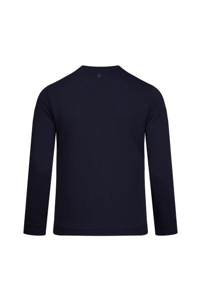 Lacivert Regular Fit Bisiklet Yaka 100% Pamuk Sweatshirt - 3