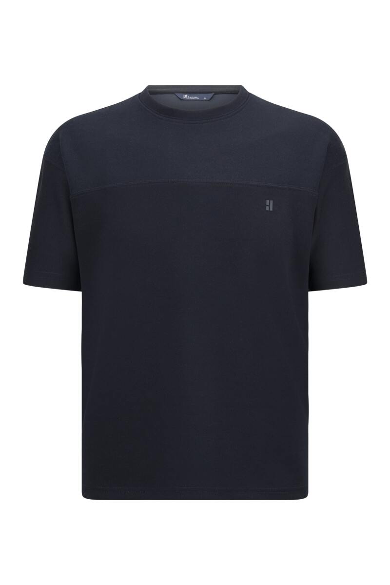 Lacivert Regular Fit Bisiklet Yaka Oversize Tişört