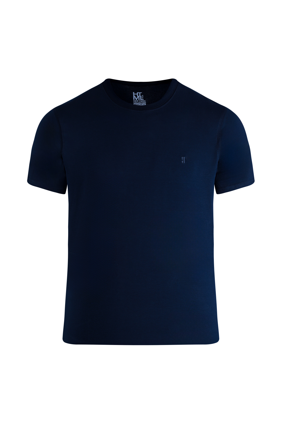 Lacivert Regular Fit Bisiklet Yaka Pamuklu Tişört - 1