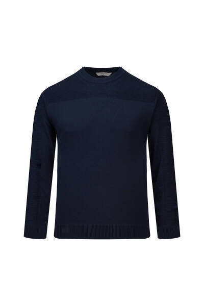 Lacivert Regular Fİt Bisiklet Yaka Rayon Kazak - 1