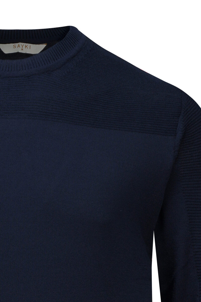 Lacivert Regular Fİt Bisiklet Yaka Rayon Kazak - Saykı (1)