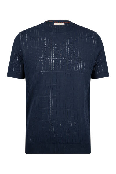 Lacivert Regular Fit Bisiklet Yaka Rayon Tişört 