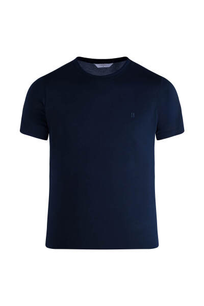 Lacivert Regular Fit Bisiklet Yaka Tişört 