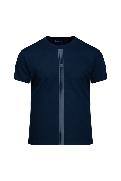 Lacivert Regular Fit Bisiklet Yaka Tişört - 1