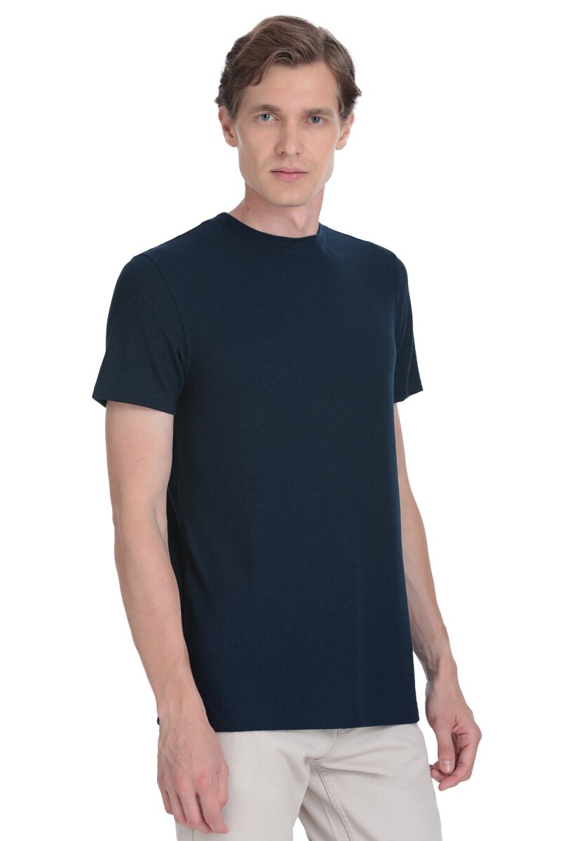 Lacivert Regular Fit Bisiklet Yaka Tişört - HTML (1)