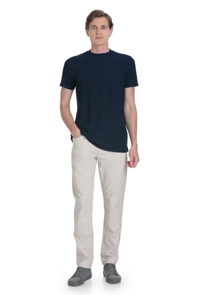 Lacivert Regular Fit Bisiklet Yaka Tişört - 3