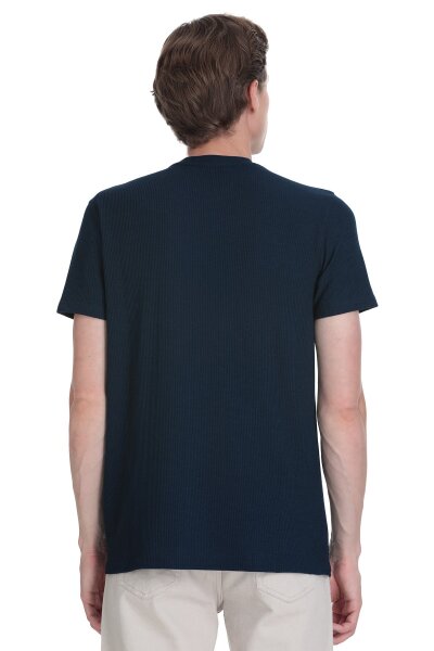 Lacivert Regular Fit Bisiklet Yaka Tişört - 5