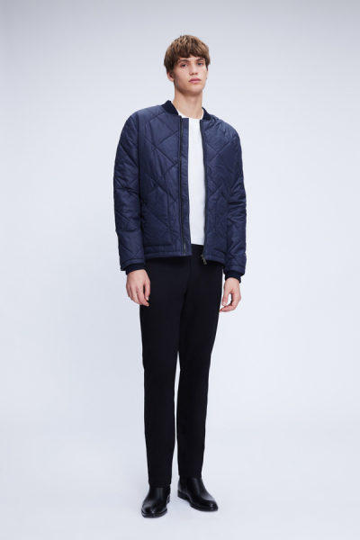 Lacivert Regular Fit Bomber Yaka Kapitone Mont - 2