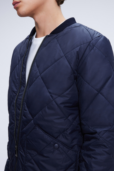 Lacivert Regular Fit Bomber Yaka Kapitone Mont - 3