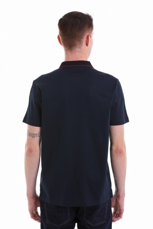 Lacivert Regular Fit Cepli Polo Yaka Merserize Pamuk T-shirt - Thumbnail