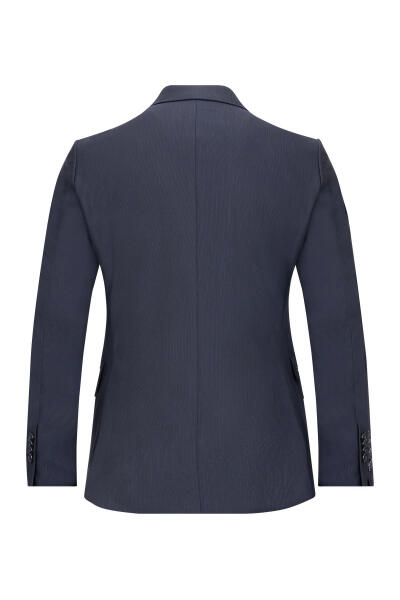 Lacivert Regular Fit Çizgili Kruvaze Klasik Takım Elbise - 3