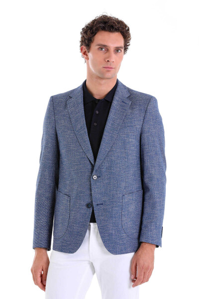 Lacivert Regular Fit Mono Yaka 4 Drop Klasik Ceket - 1