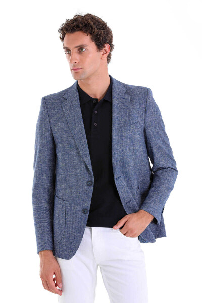 Lacivert Regular Fit Mono Yaka 4 Drop Klasik Ceket - 2