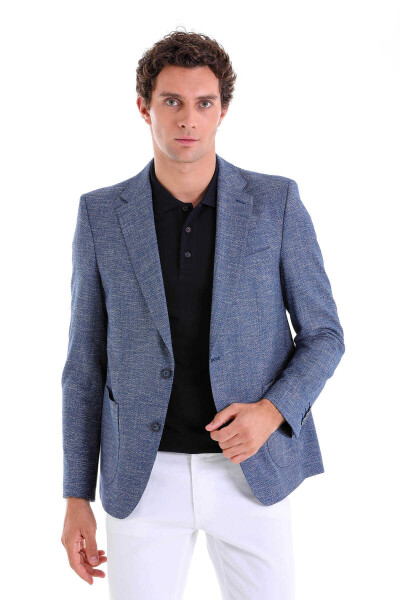 Lacivert Regular Fit Mono Yaka 4 Drop Klasik Ceket - 4