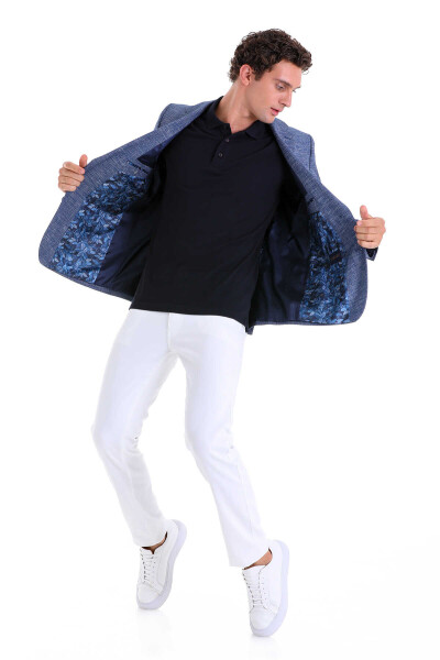 Lacivert Regular Fit Mono Yaka 4 Drop Klasik Ceket - 6