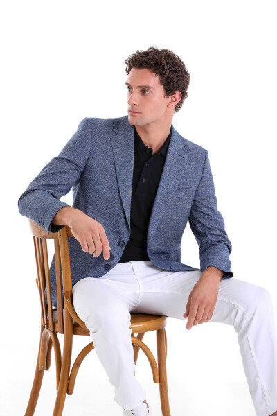 Lacivert Regular Fit Mono Yaka 4 Drop Klasik Ceket - 7