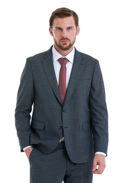 Lacivert Regular Fit Mono Yaka 4 Drop Klasik Takım Elbise - 2