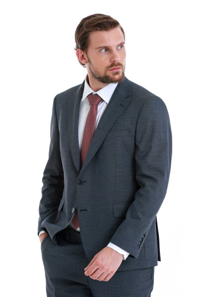 Lacivert Regular Fit Mono Yaka 4 Drop Klasik Takım Elbise - 3