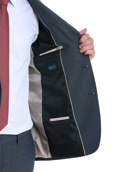 Lacivert Regular Fit Mono Yaka 4 Drop Klasik Takım Elbise - 5