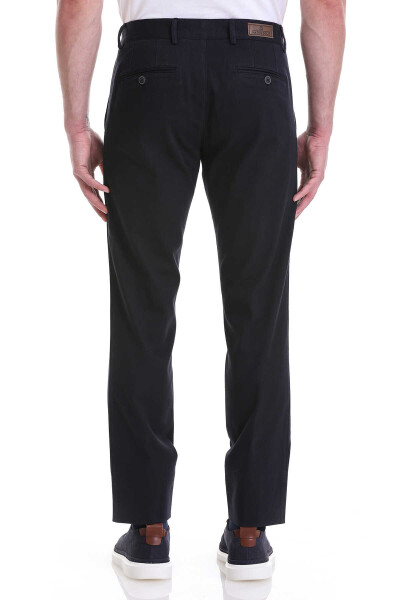 Lacivert Regular Fit Pamuklu Yandan Cepli Basic Kanvas Pantolon - 4