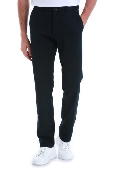 Lacivert Regular Fit Pamuklu Yandan Cepli Kanvas Pantolon - 1